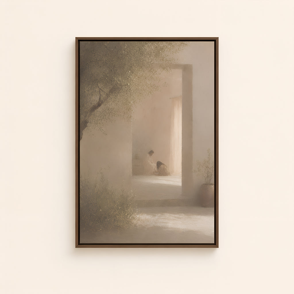 Alabaster Jar — Brown Wood floater frame catalog