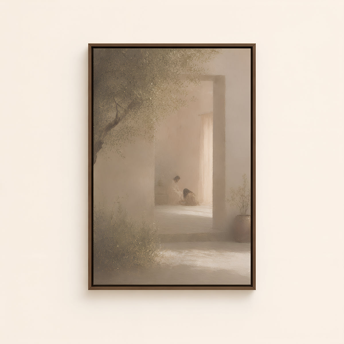 Alabaster Jar — Brown Wood floater frame catalog