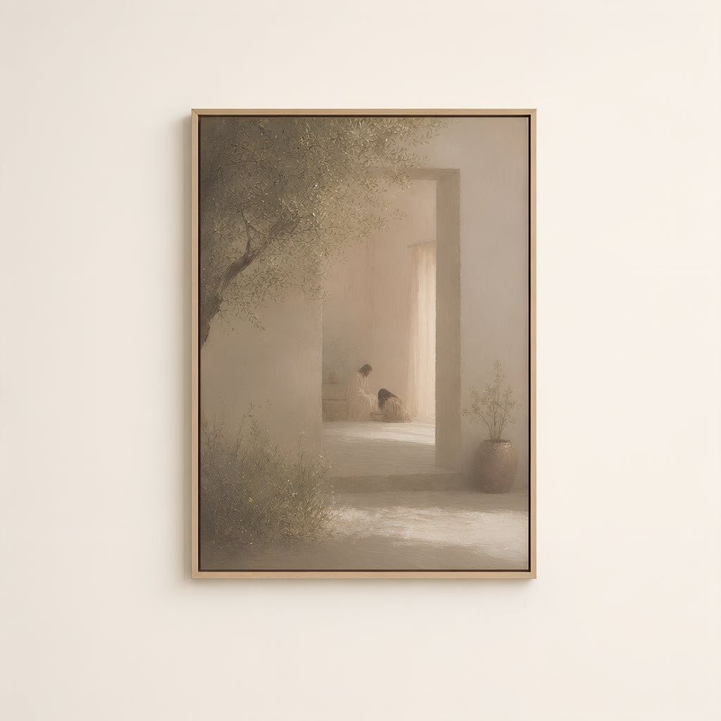 Alabaster Jar — Light Wood floater frame catalog