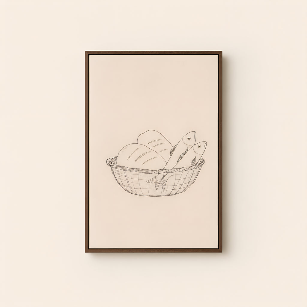 Bread and Fish — Brown Wood floater frame catalog