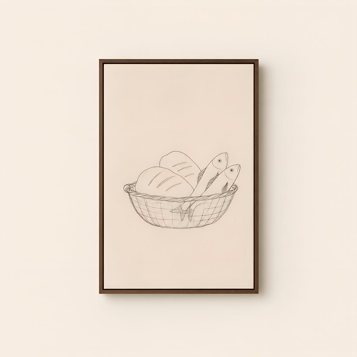 Bread and Fish — Brown Wood floater frame catalog