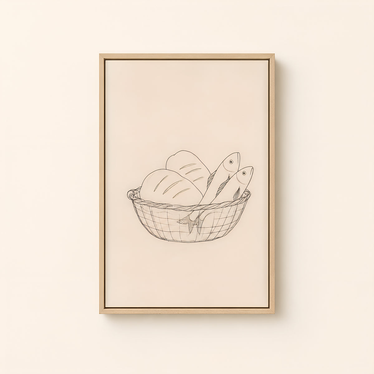 Bread and Fish — Light Wood floater frame catalog