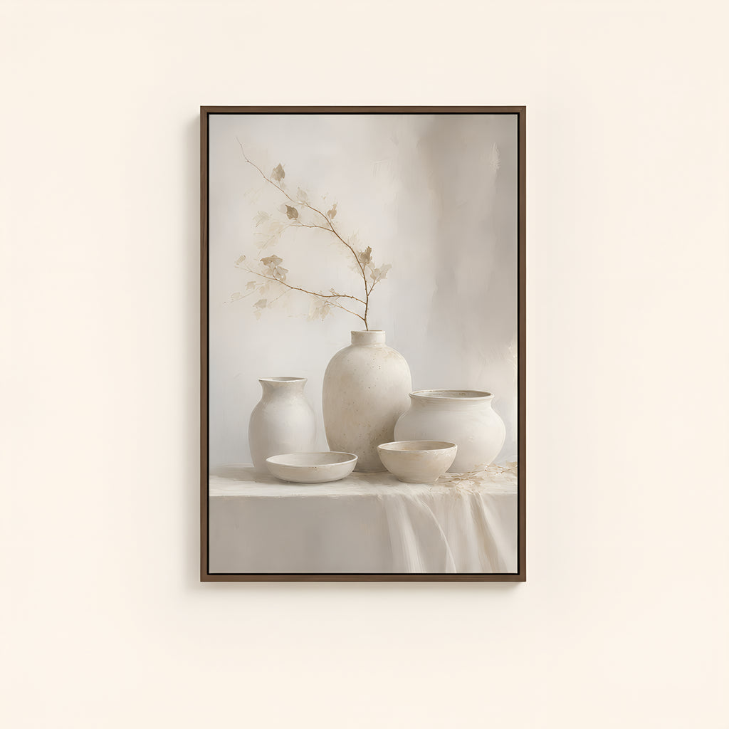 Ceramic Still Life — Brown Wood floater frame catalog