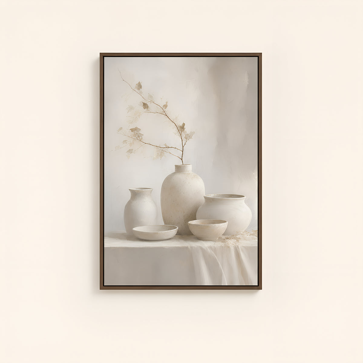 Ceramic Still Life — Brown Wood floater frame catalog