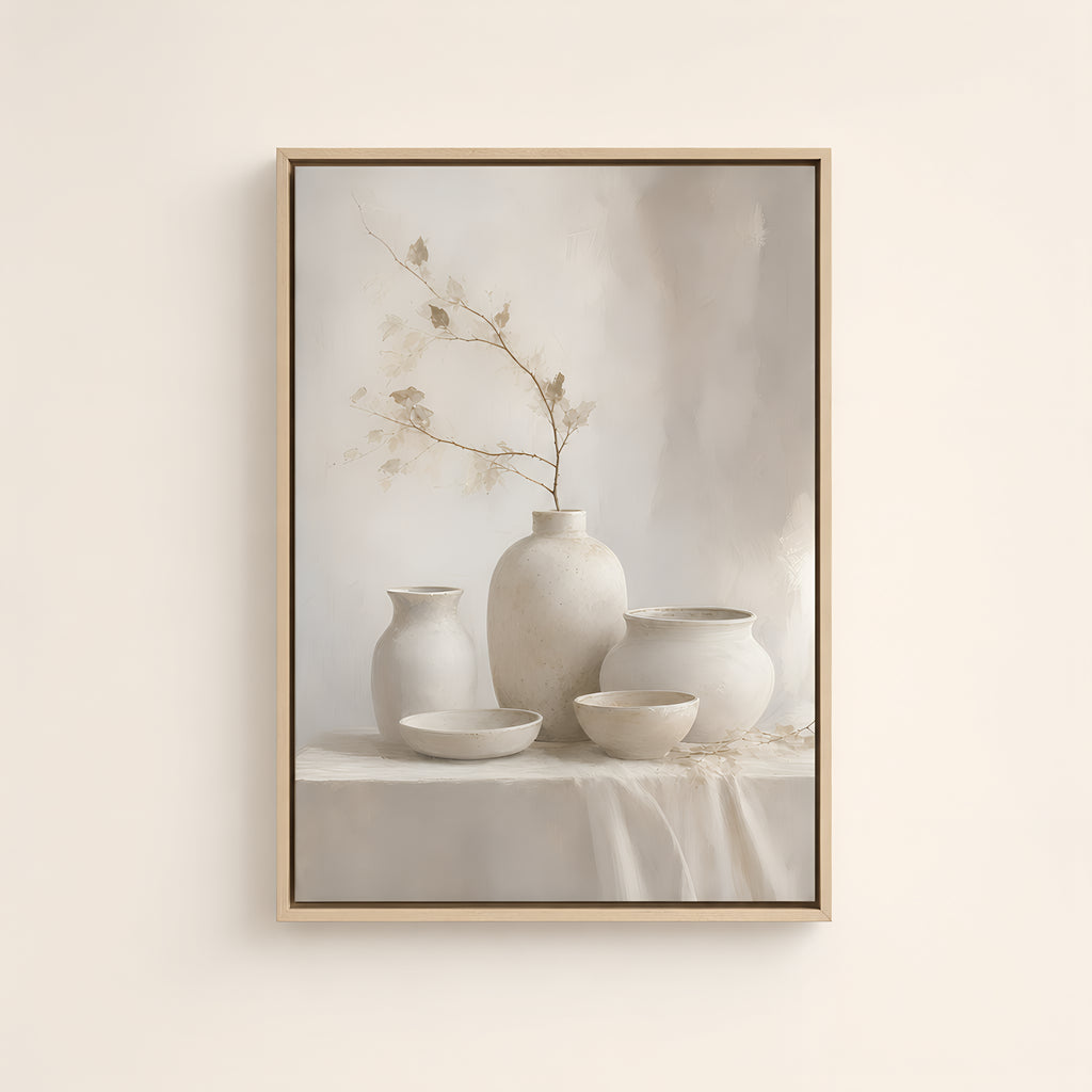 Ceramic Still Life — Light Wood floater frame catalog