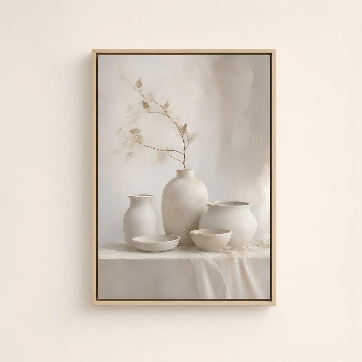 Ceramic Still Life — Light Wood floater frame catalog