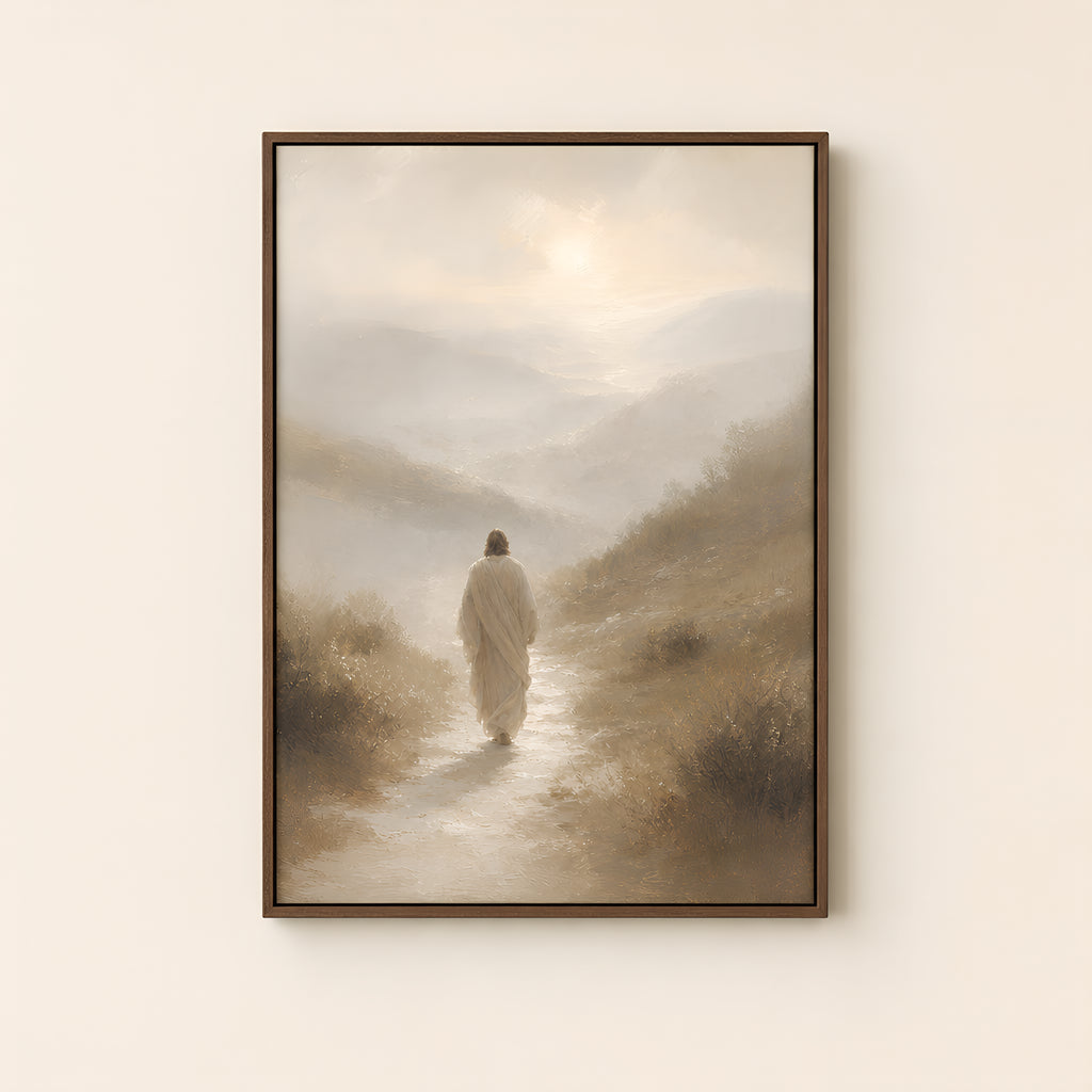 Christ on the Path — Brown Wood floater frame catalog