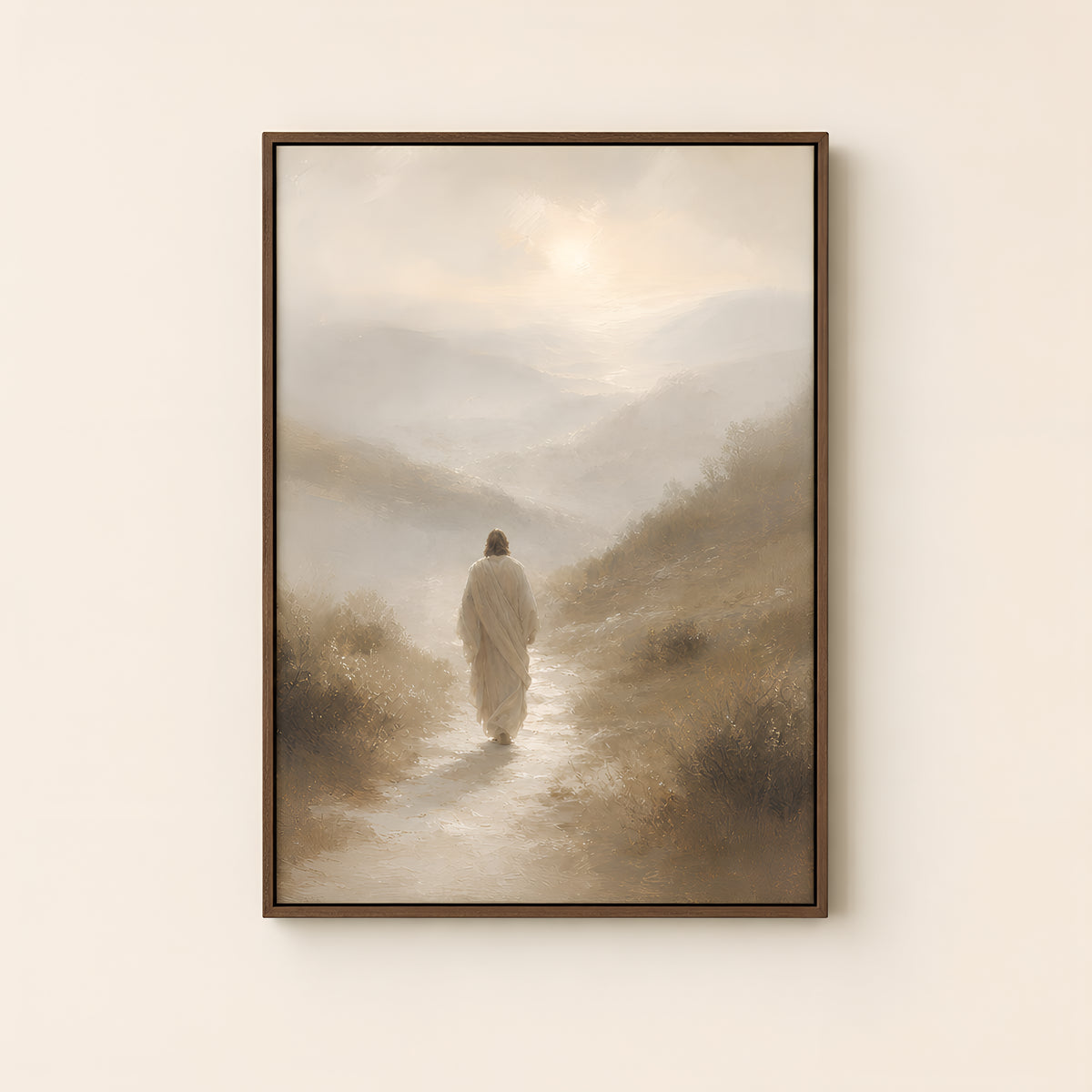 Christ on the Path — Brown Wood floater frame catalog