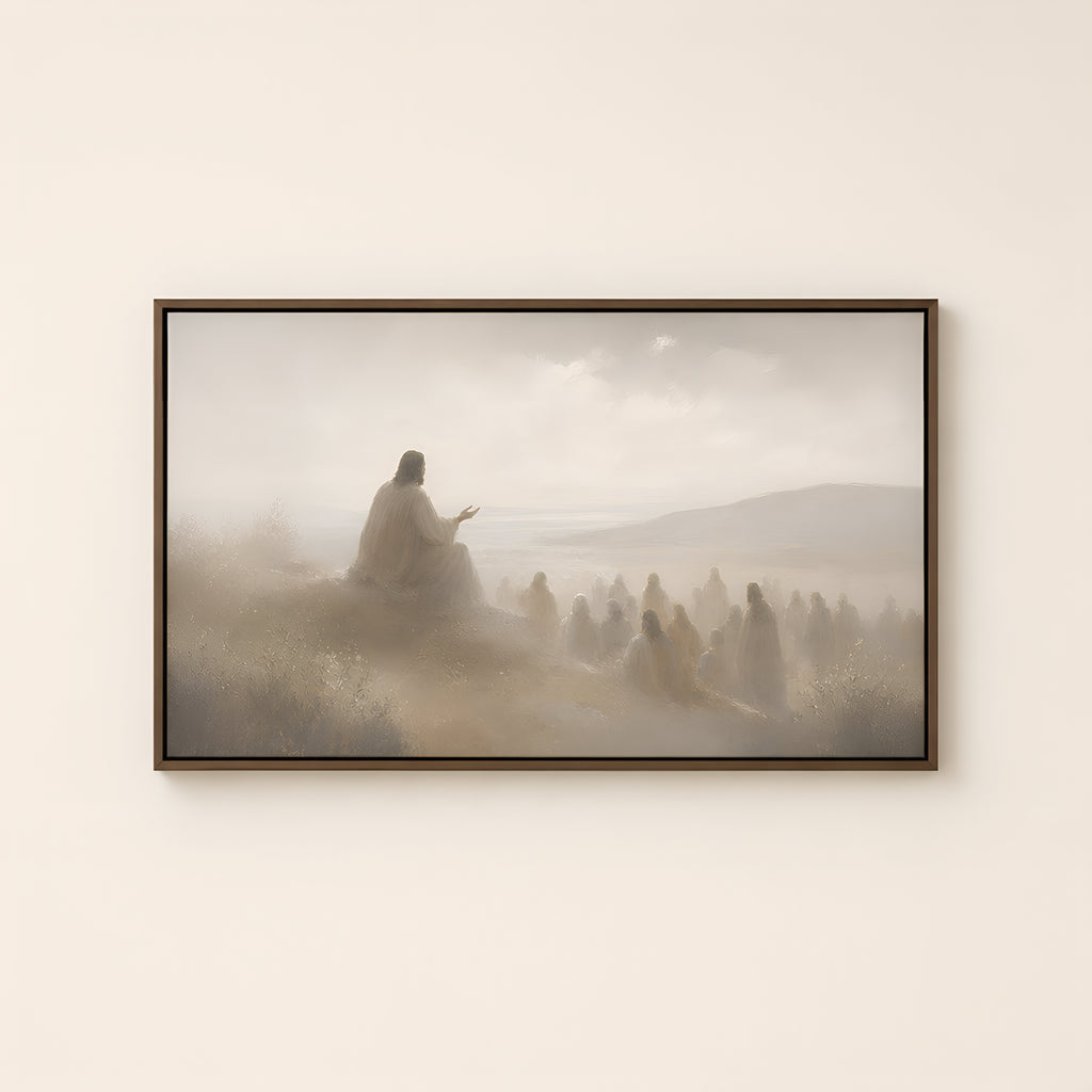 Come Unto Me — Brown Wood floater frame catalog