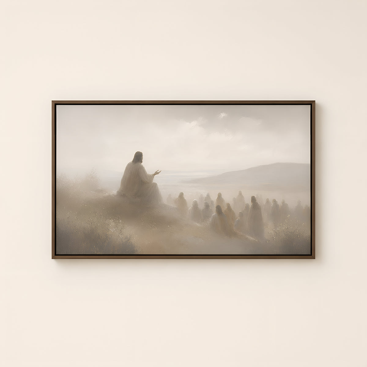 Come Unto Me — Brown Wood floater frame catalog