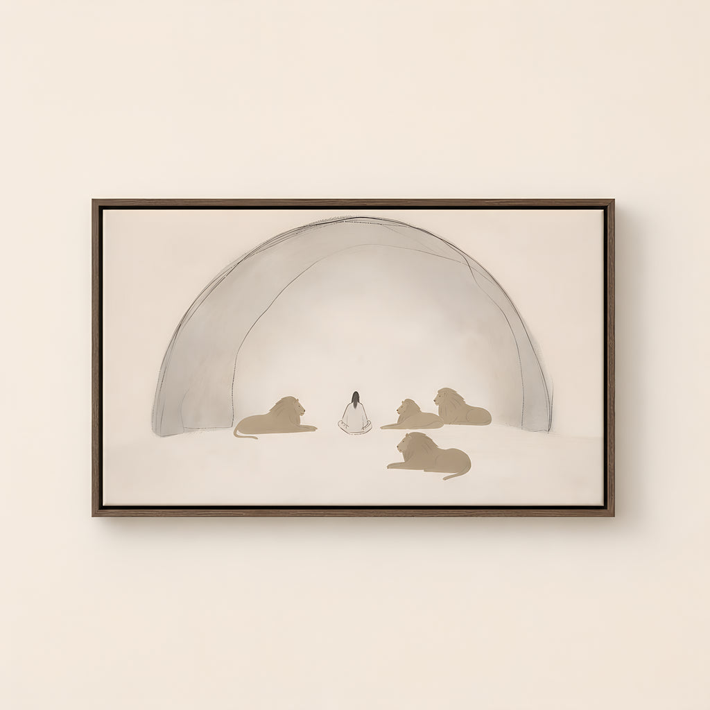 Daniel in the Lions Den — Brown Wood floater frame catalog