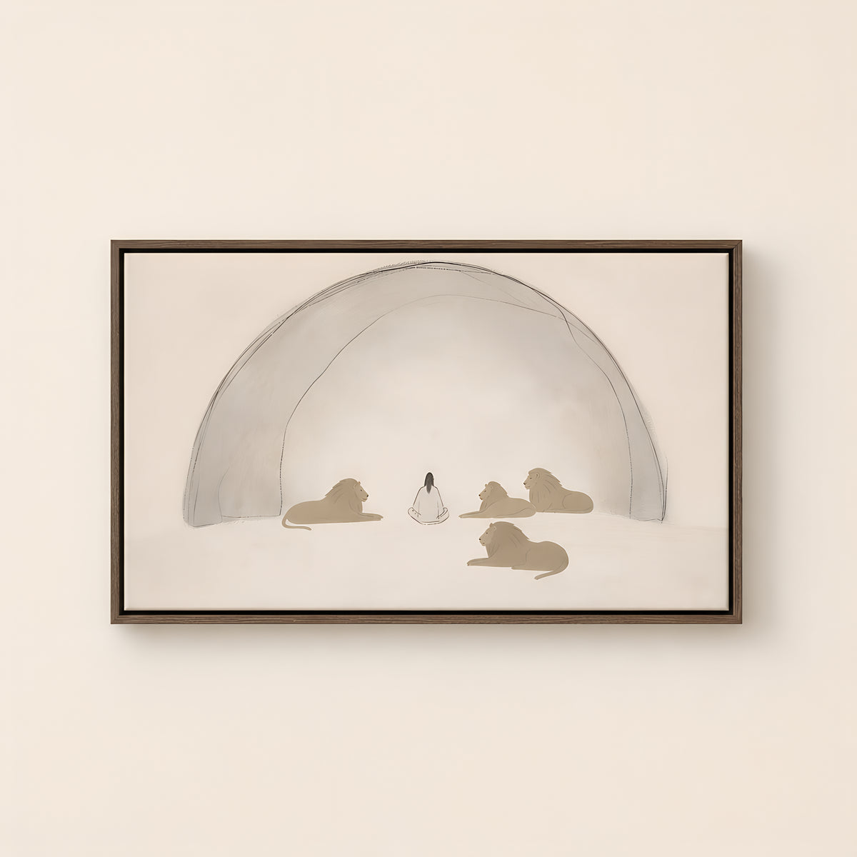 Daniel in the Lions Den — Brown Wood floater frame catalog