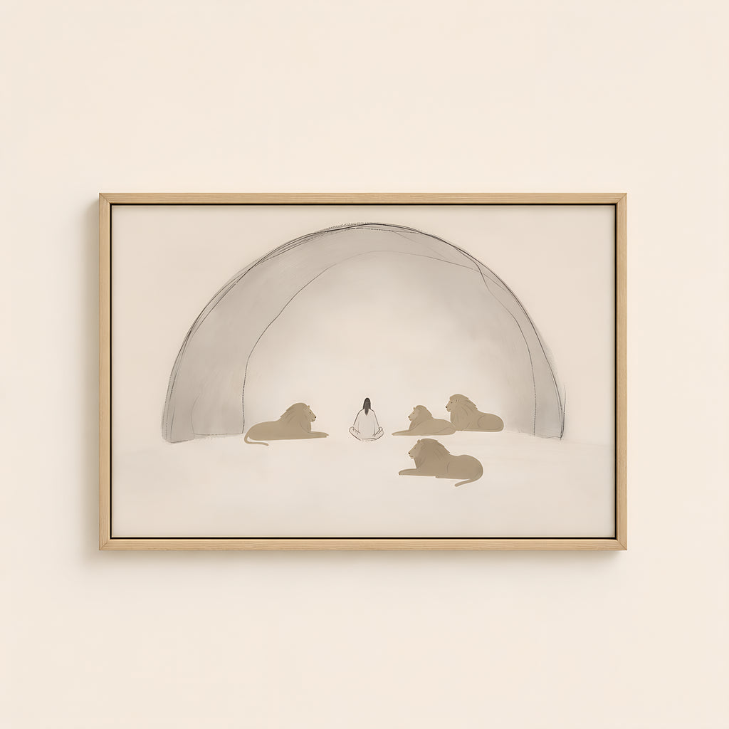 Daniel in the Lions Den — Light Wood floater frame catalog