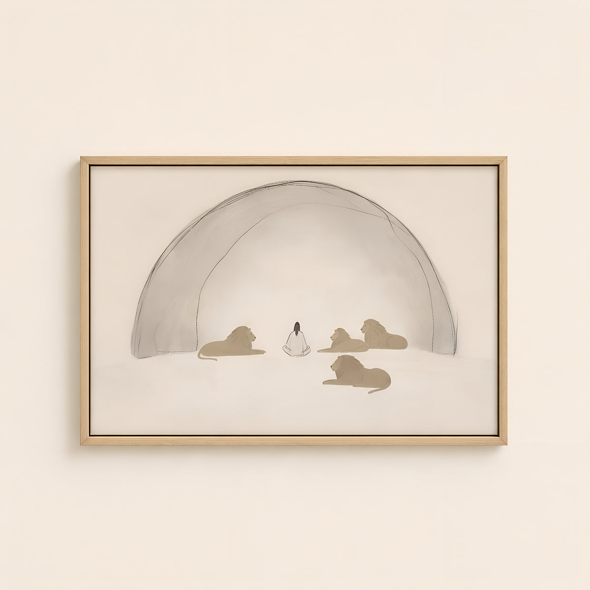 Daniel in the Lions Den — Light Wood floater frame catalog