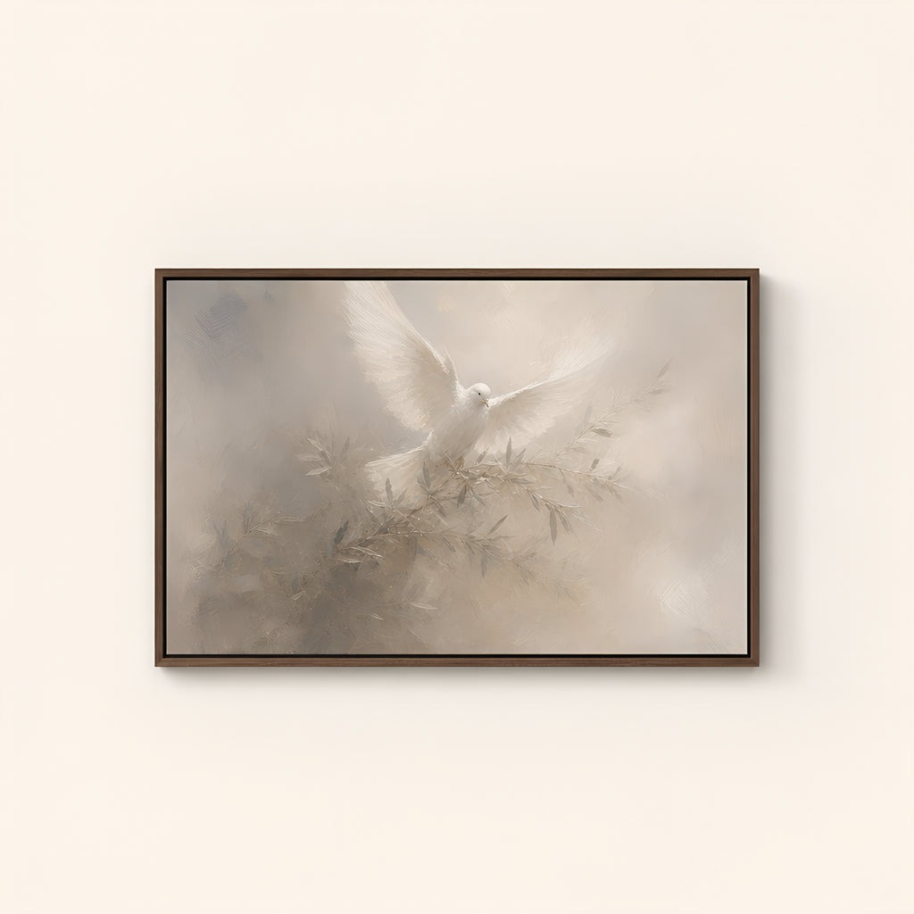 Dove of Peace — Brown Wood floater frame catalog