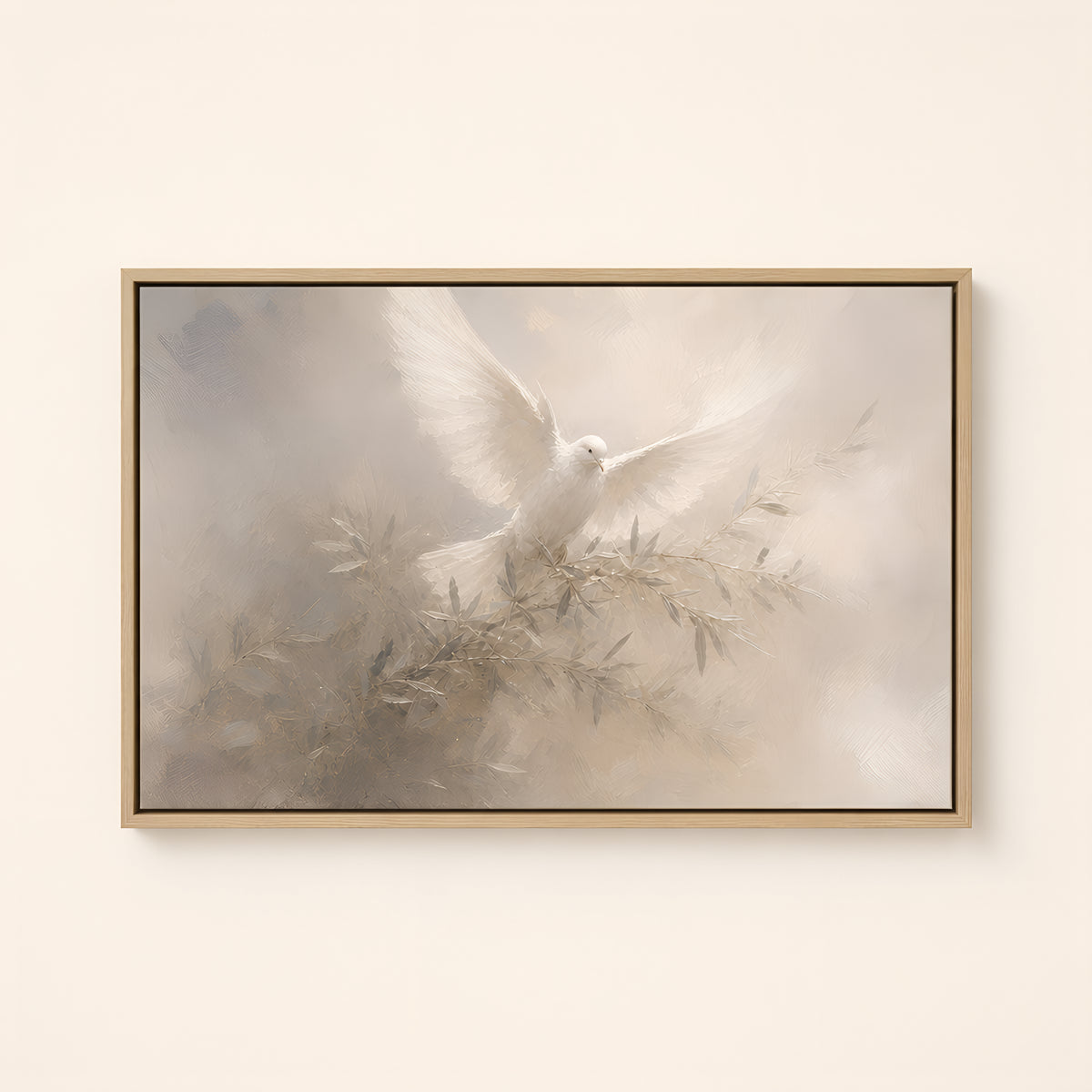 Dove of Peace — Light Wood floater frame catalog