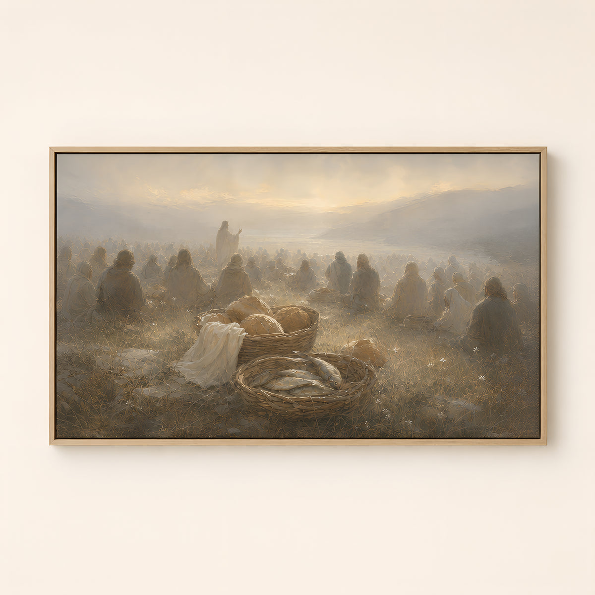 Feeds the Five Thousand — Light Wood floater frame catalog