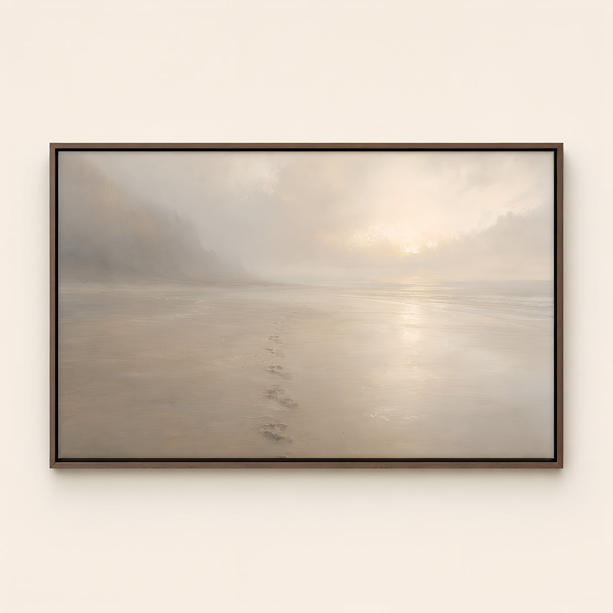 Footprints in the Sand — Brown Wood floater frame catalog