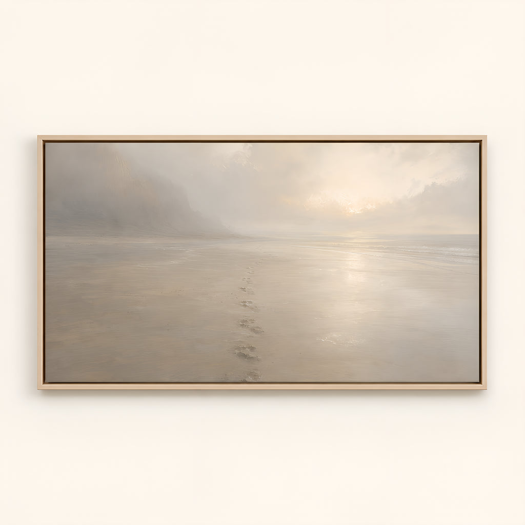 Footprints in the Sand — Light Wood floater frame catalog