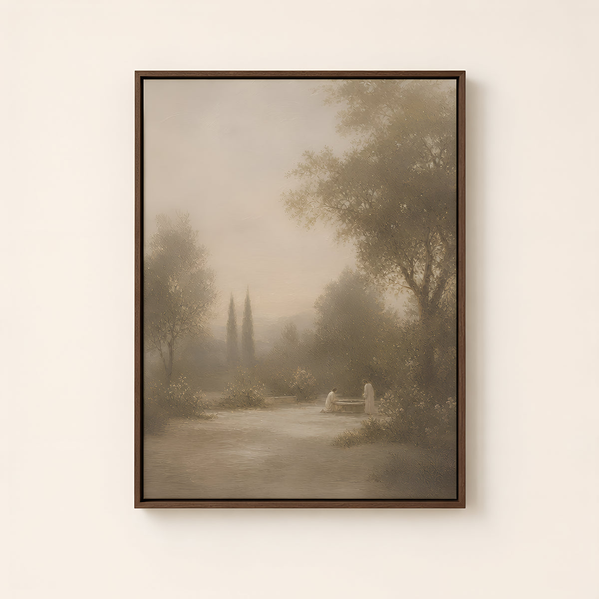 He Knelt to Wash — Brown Wood floater frame catalog