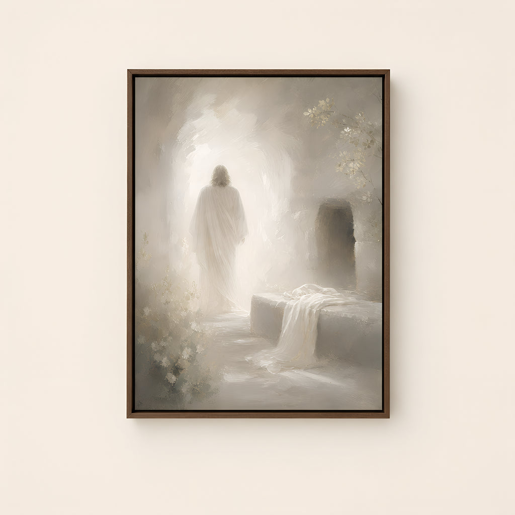 He Lives — Brown Wood floater frame catalog