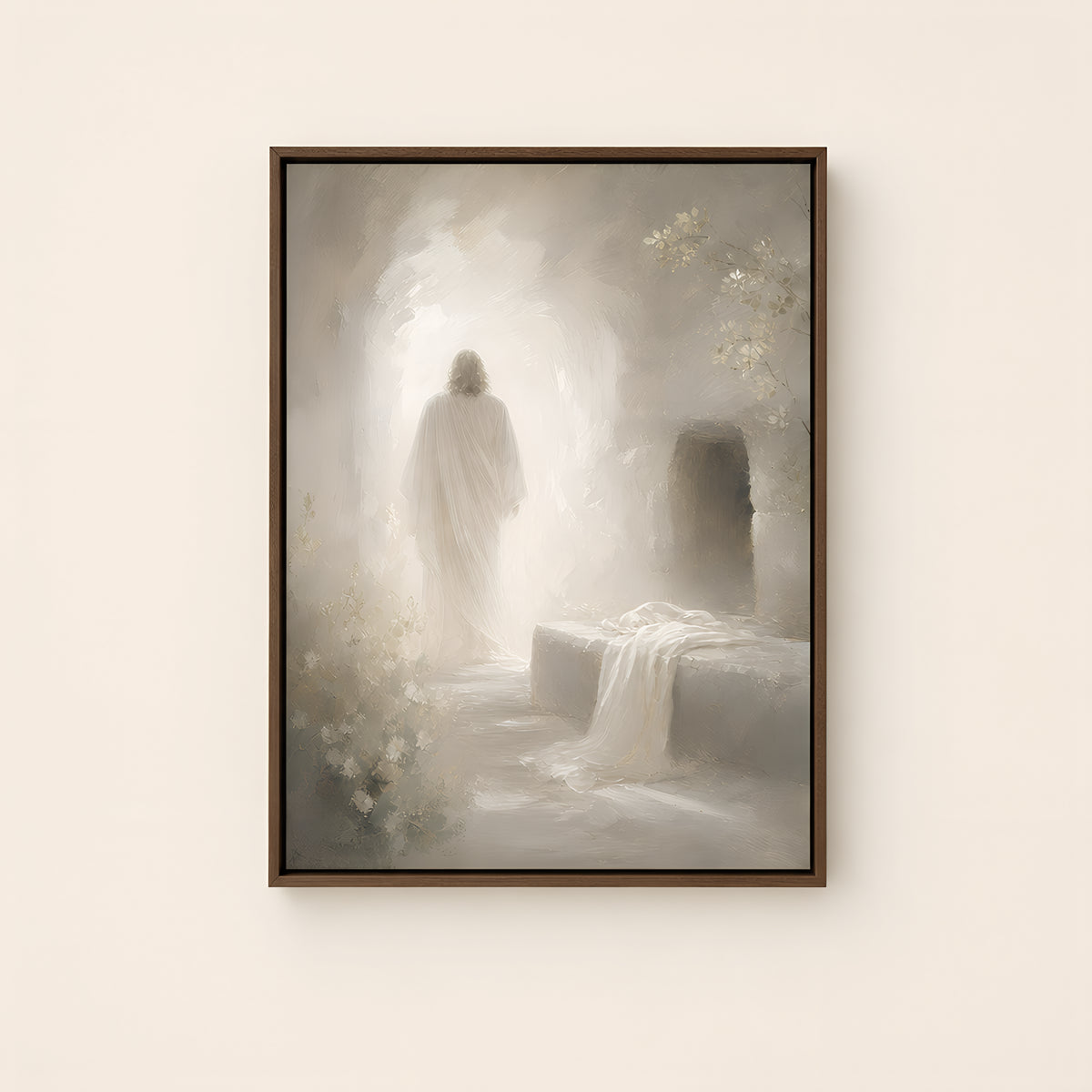 He Lives — Brown Wood floater frame catalog