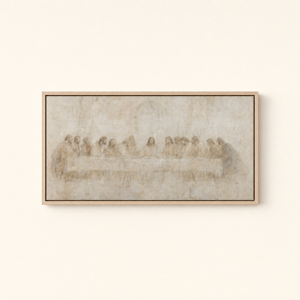 The Last Supper — Soft Fresco — Light Wood floater frame (catalog plate)
