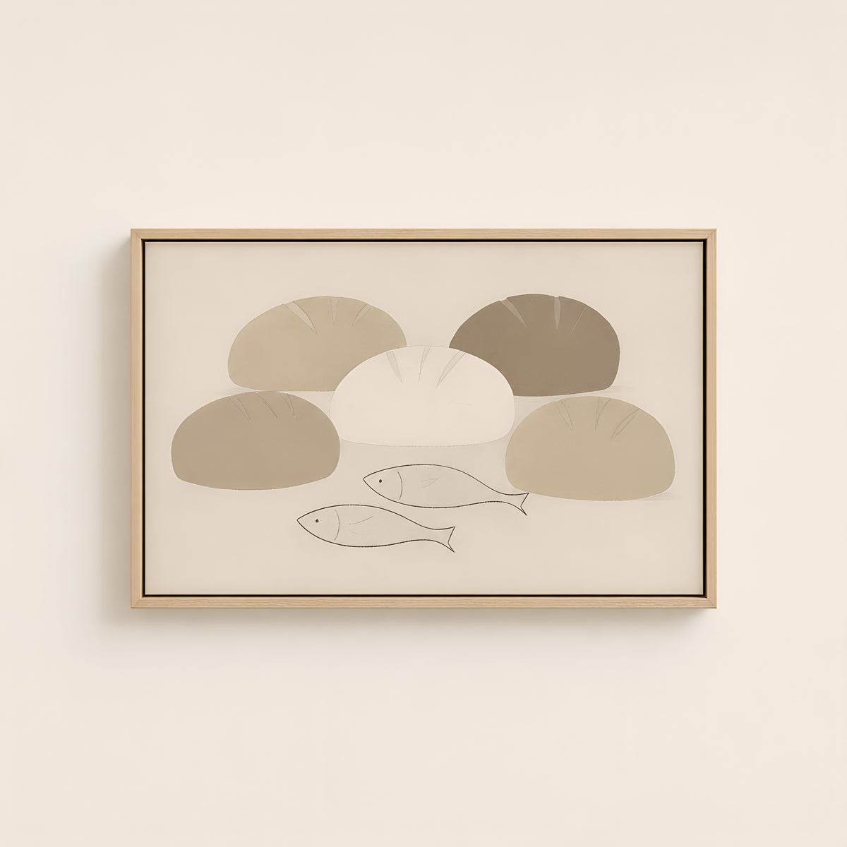 Loaves and Fish — Light Wood floater frame catalog