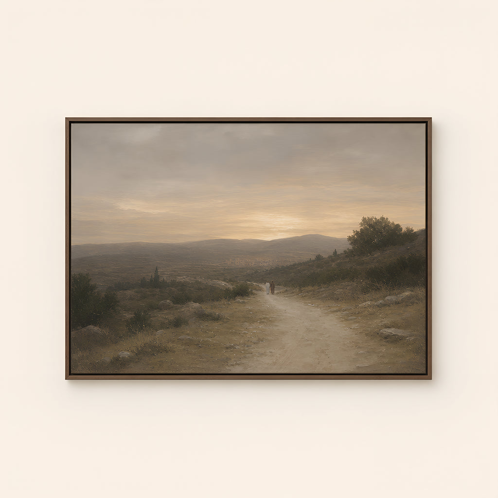 Road to Emmaus — Brown Wood floater frame catalog
