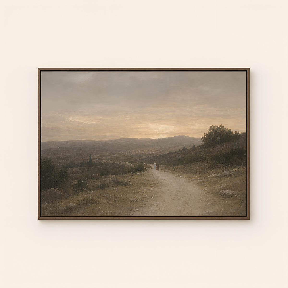 Road to Emmaus — Brown Wood floater frame catalog