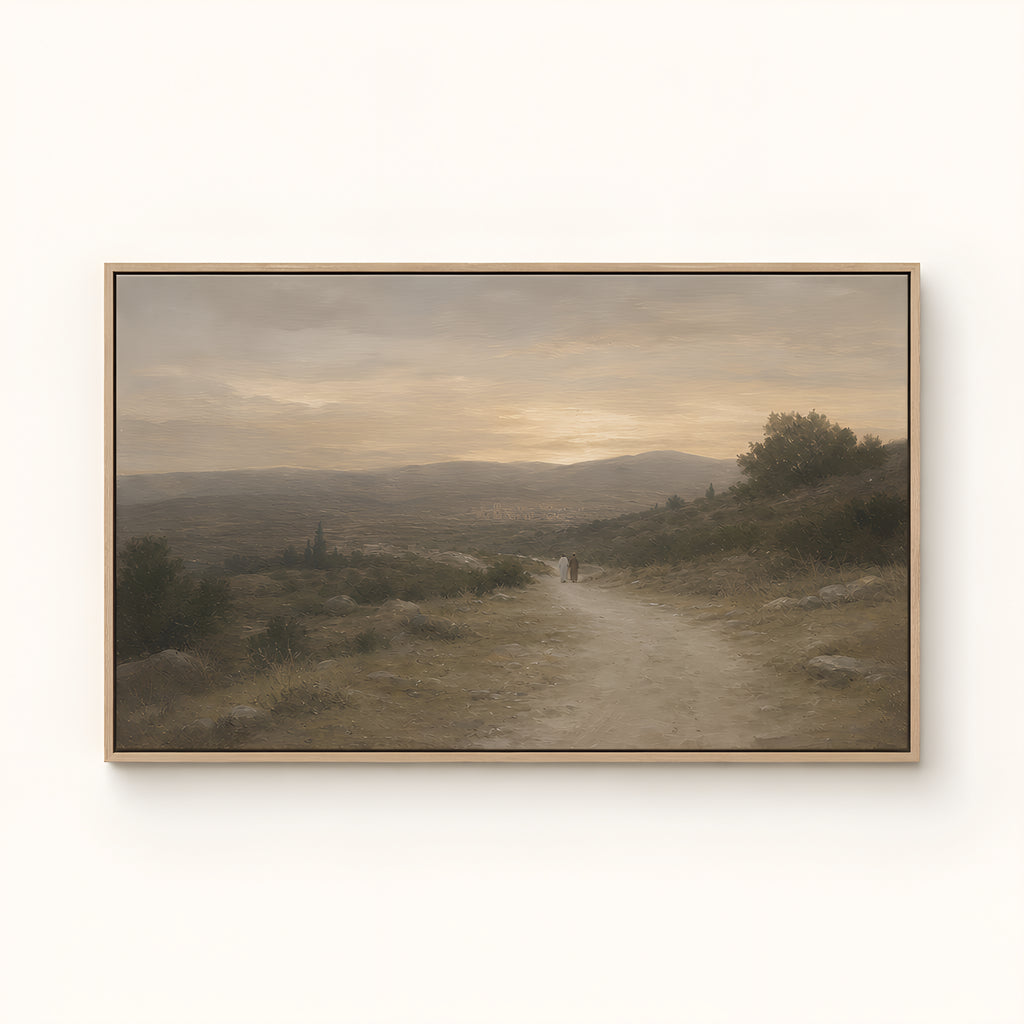 Road to Emmaus — Light Wood floater frame catalog