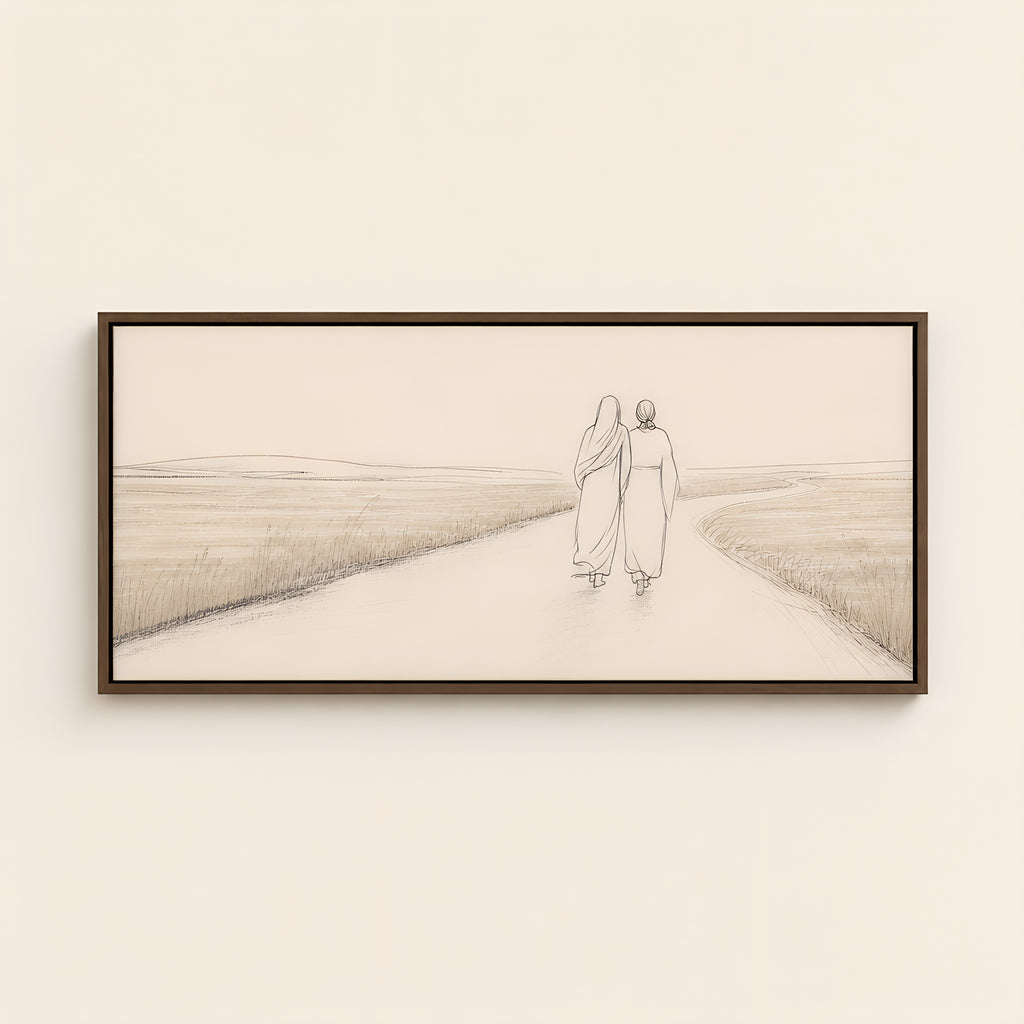 Ruth and Naomi — Brown Wood floater frame catalog