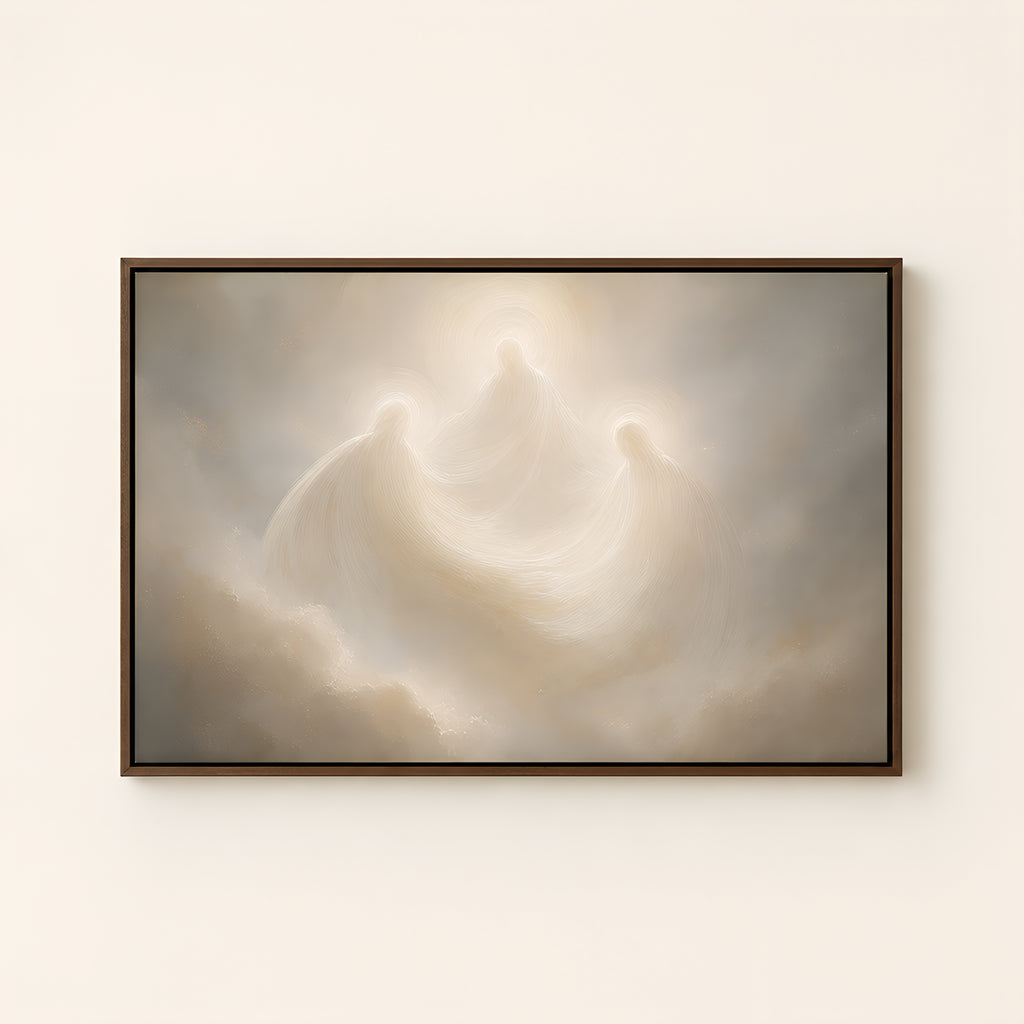 The Holy Trinity — Brown Wood floater frame catalog