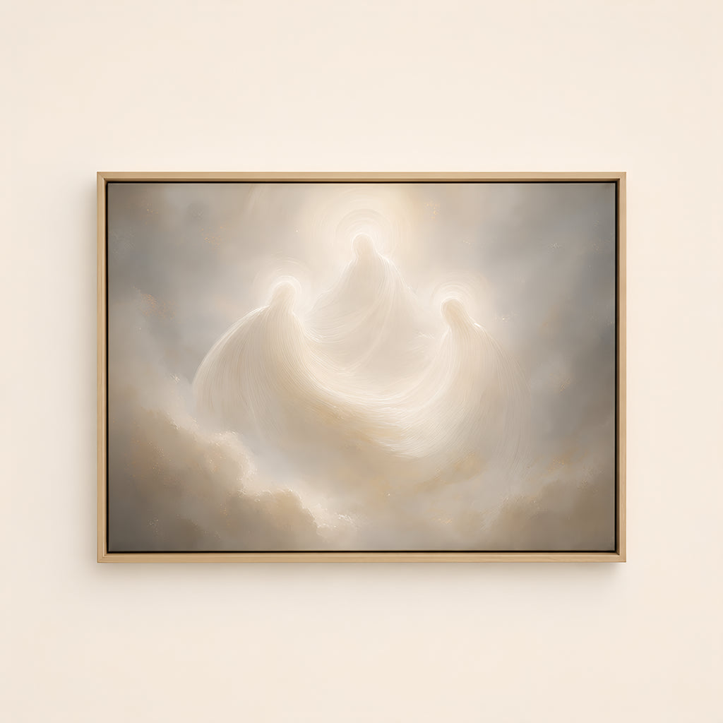 The Holy Trinity — Light Wood floater frame catalog