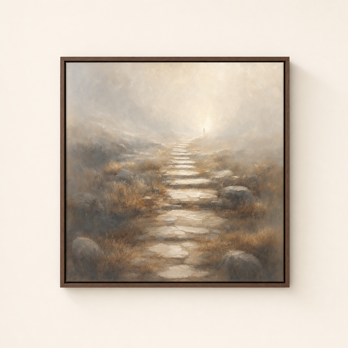 Walk By Faith — Brown Wood floater frame (catalog plate)