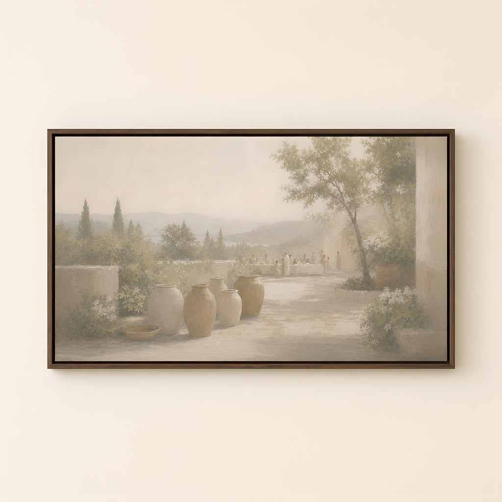 Water Into Wine — Brown Wood floater frame catalog