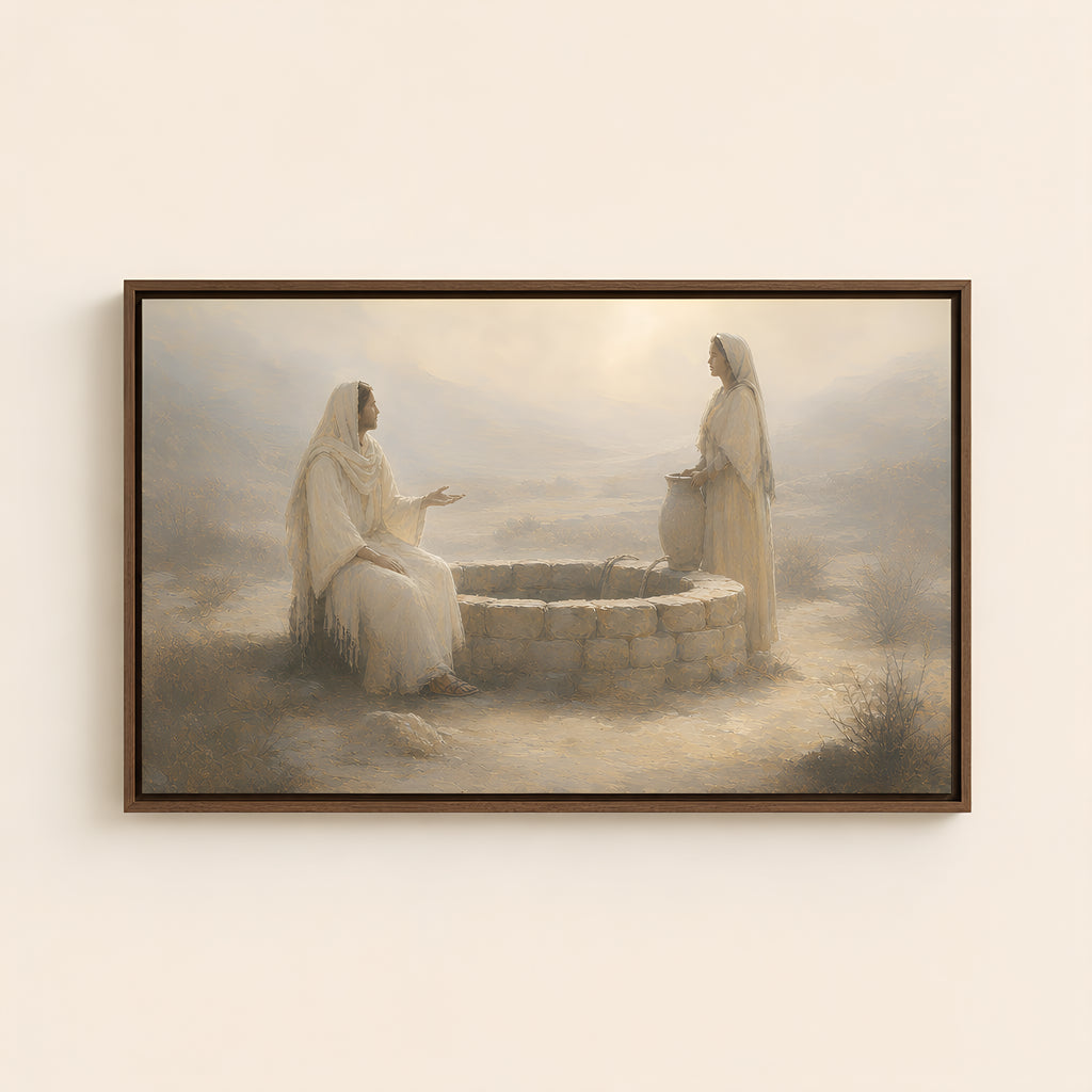 Woman at the Well — Brown Wood floater frame catalog